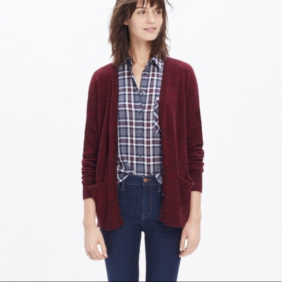 Madewell Sweaters - Madewell Red Landscape Cardigan